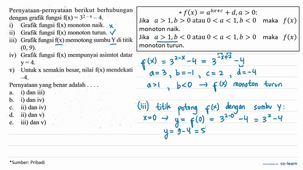 Pernyataan-pernyataan berikut berhubungan dengan grafik