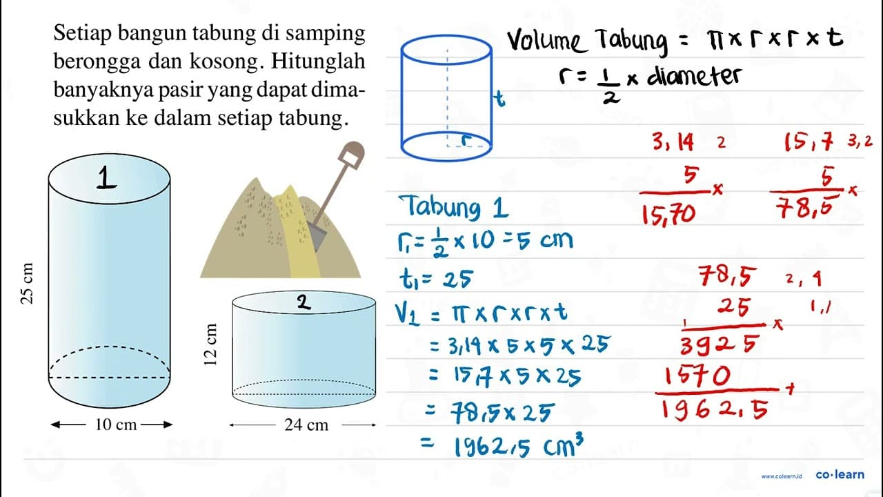 Setiap bangun tabung di samping berongga dan kosong.