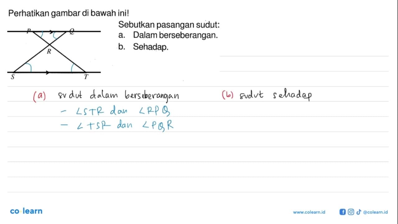 Perhatikan gambar di bawah ini!Sebutkan pasangan sudut:a.