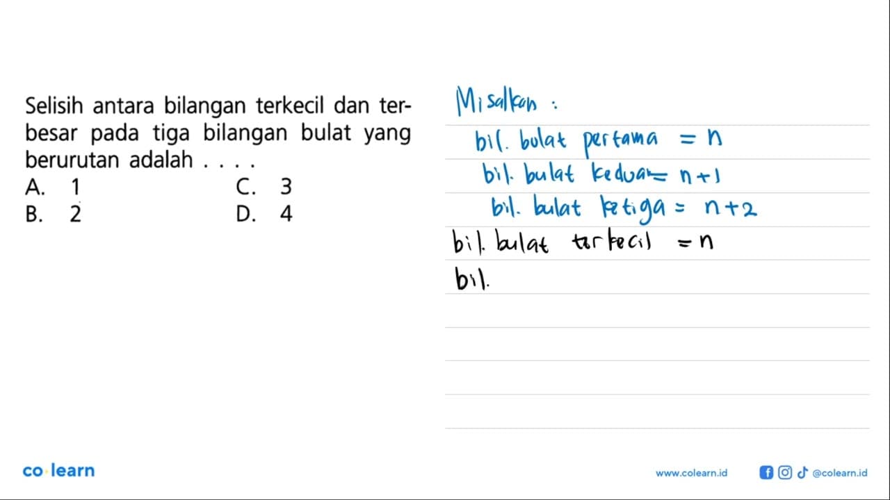 Selisih antara bilangan terkecil dan terbesar pada tiga