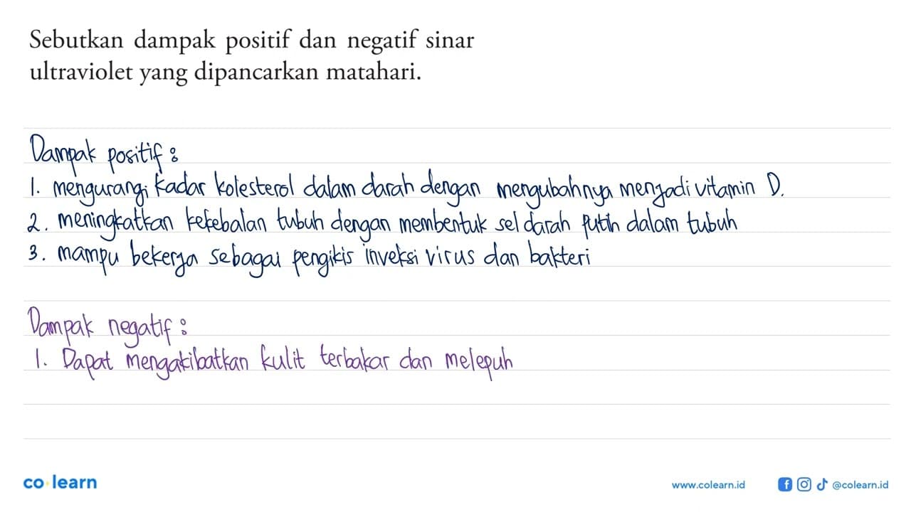 Sebutkan dampak positif dan negatif sinar ultraviolet yang