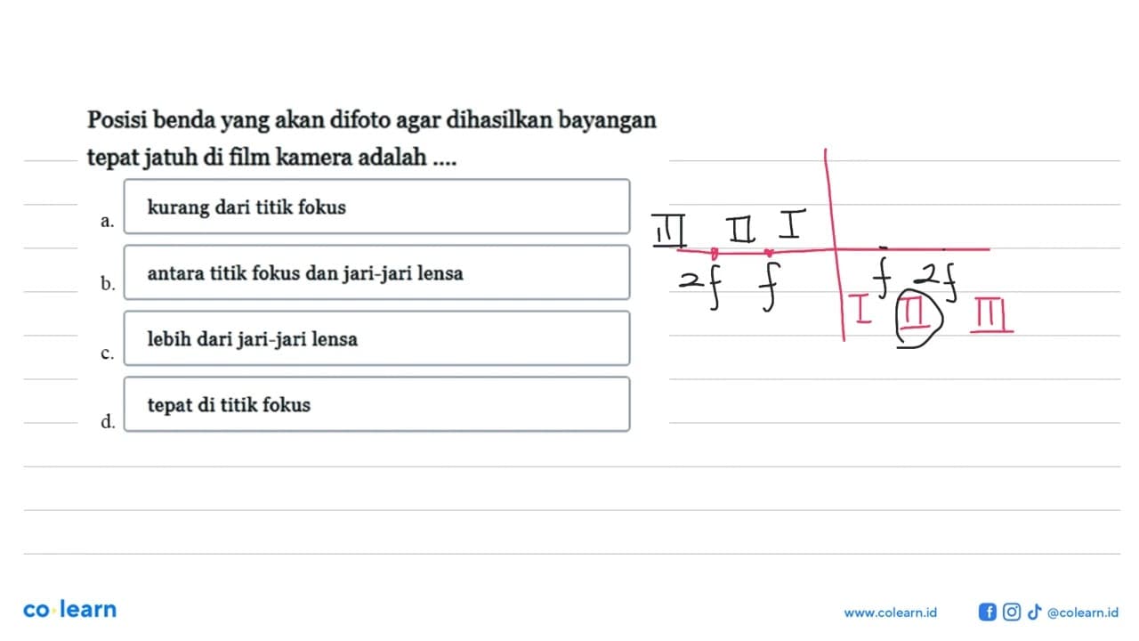 Posisi benda yang akan difoto agar dihasilkan bayangan