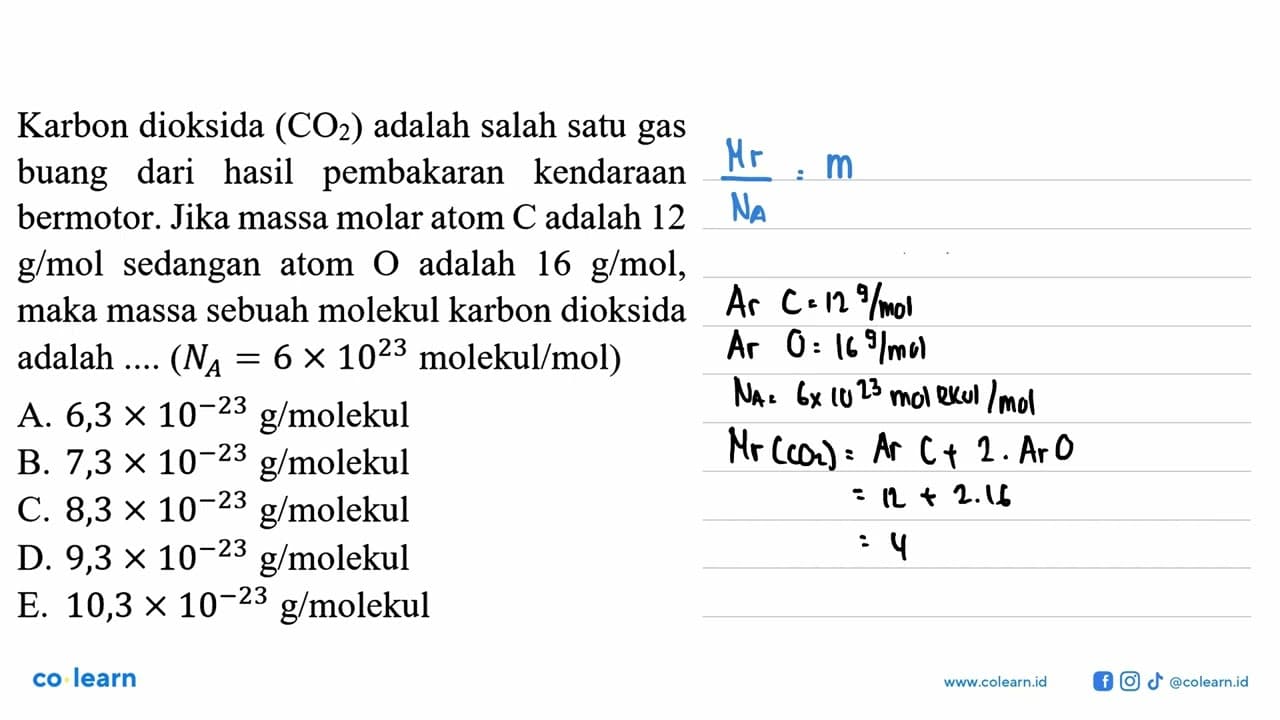 Karbon dioksida CO2 adalah salah satu gas buang dari hasil