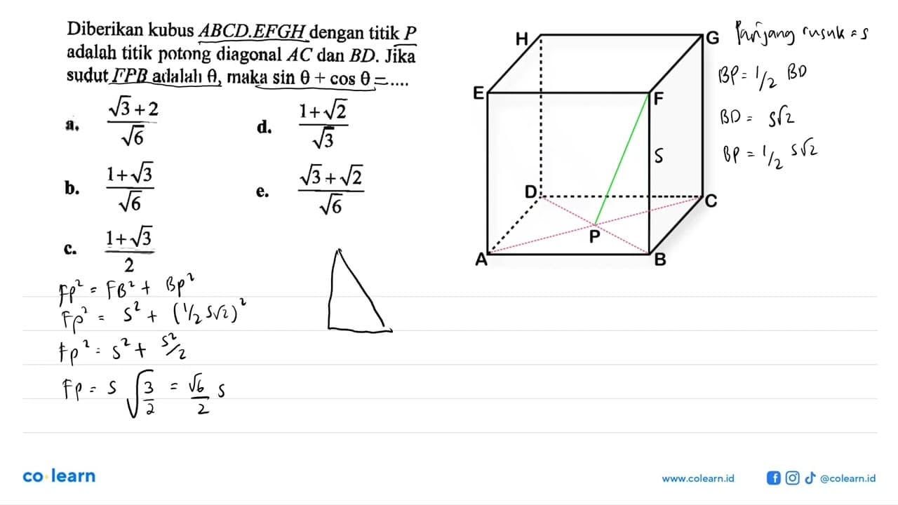 Diberikan kubus ABCD.EFGH dengan titik P adalah titik