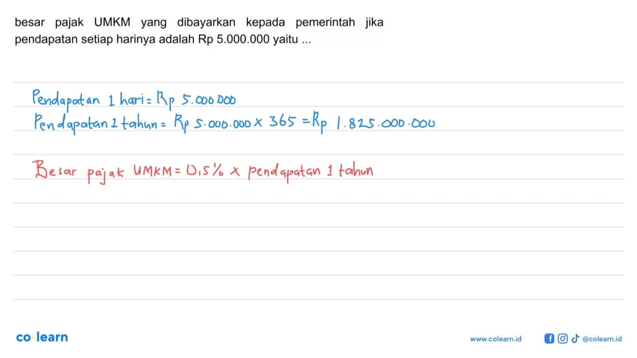 besar pajak UMKM yang dibayarkan kepada pemerintah jika