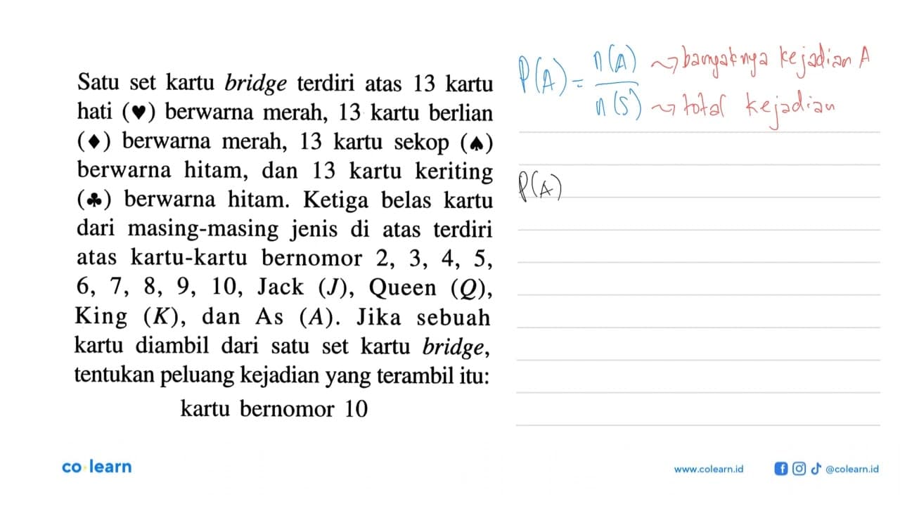 Satu set kartu bridge terdiri atas 13 kartu hati (deltaphi)