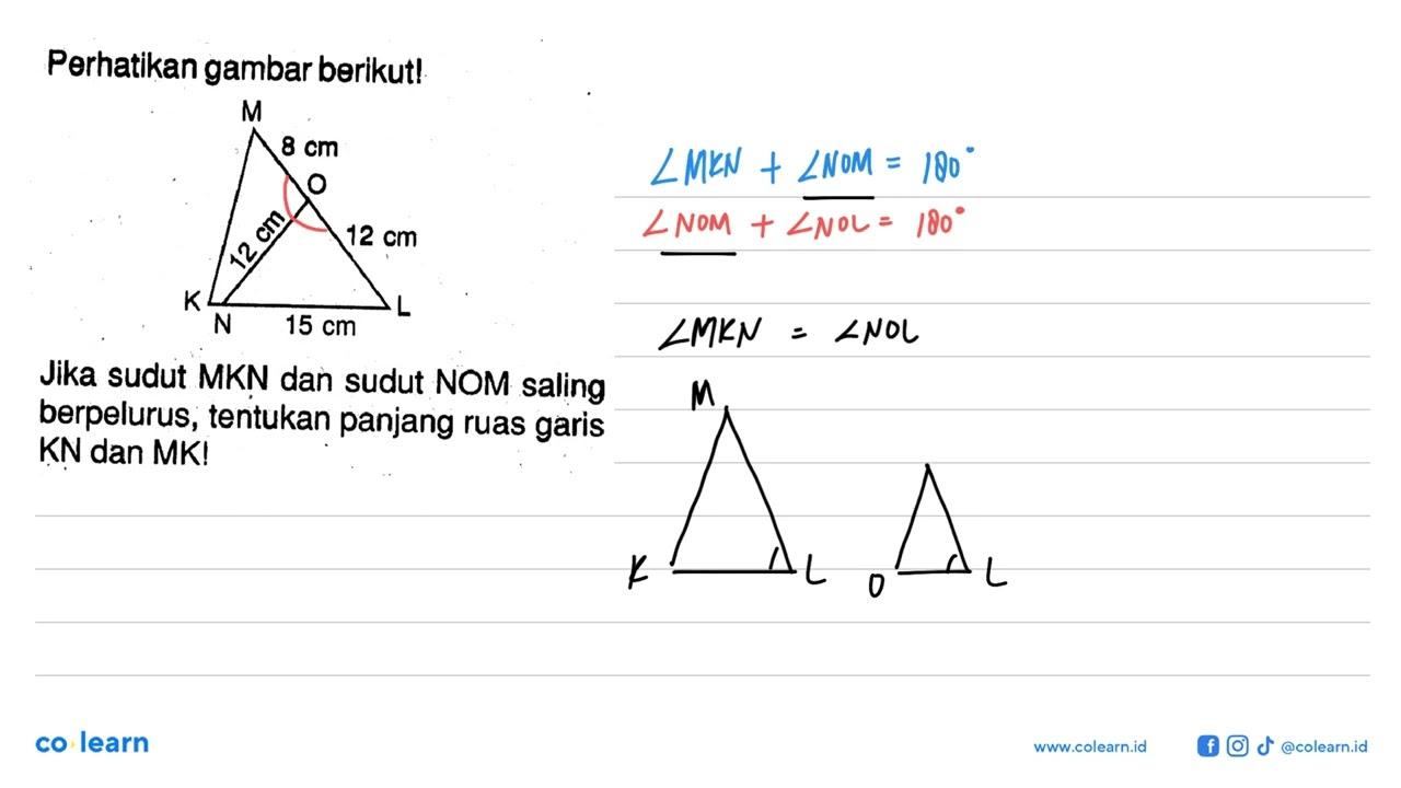 Perhatikan gambar berikut! 12 cm 8 cm 15 cm 12 cmJika sudut