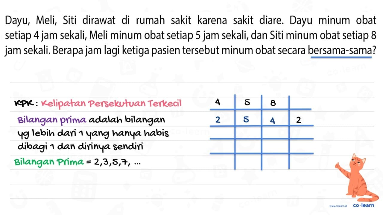 Dayu, Meli, Siti dirawat di rumah sakit karena sakit diare.