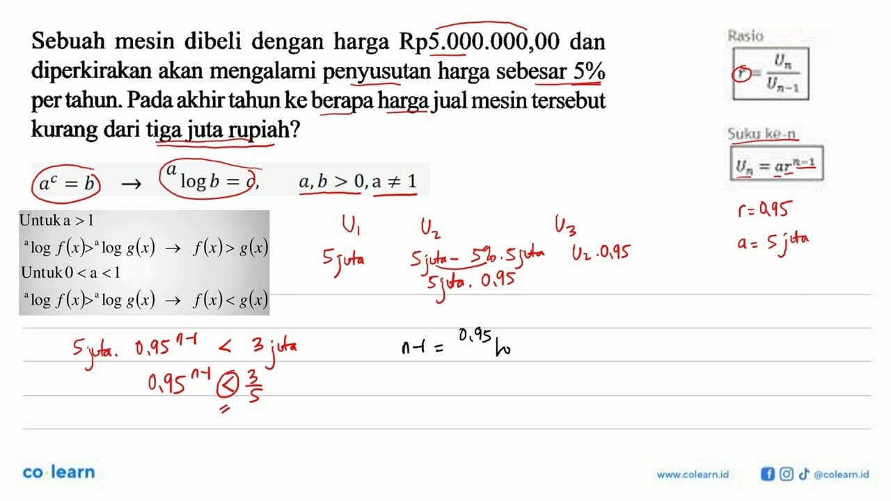 Sebuah mesin dibeli dengan harga Rp5.000.000,00 dan