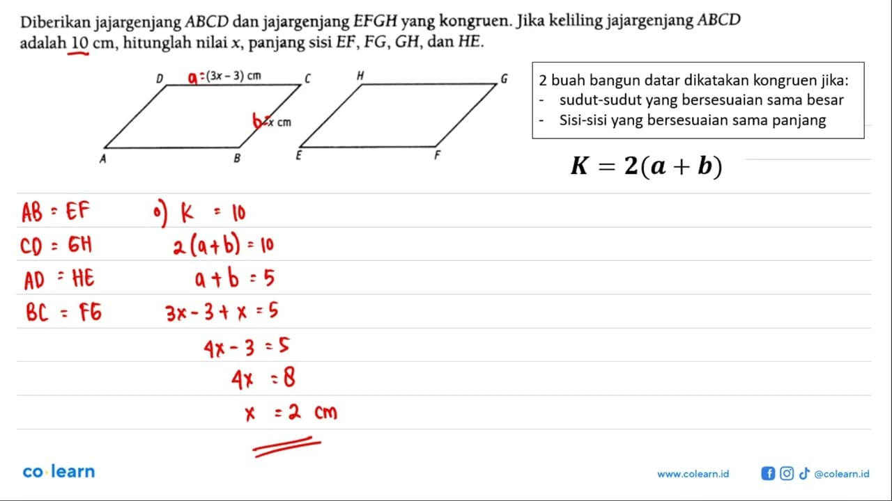 Diberikan jajargenjang ABCD dan jajargenjang EFGH yang