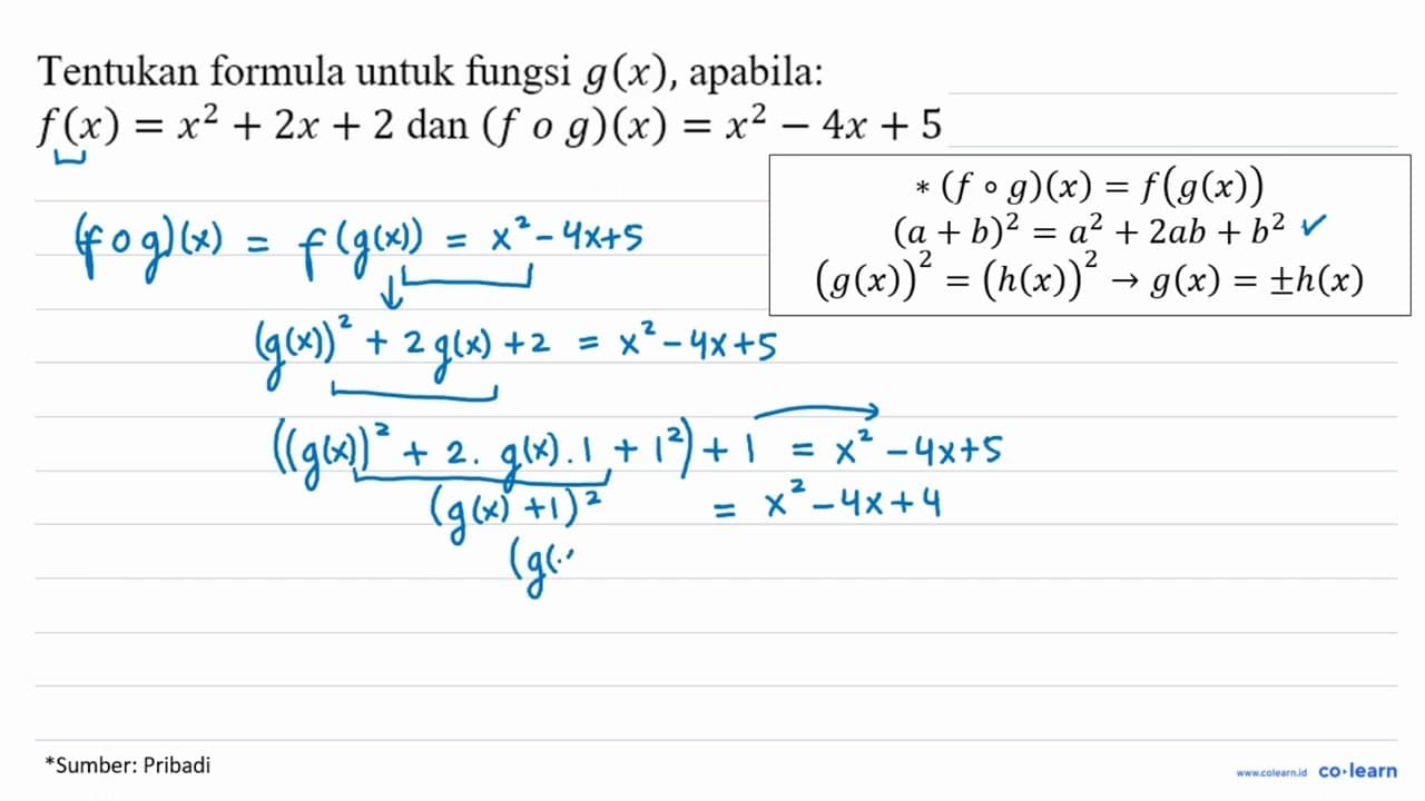 Tentukan formula untuk fungsi g(x), apabila: f(x)=x^2+2x+2