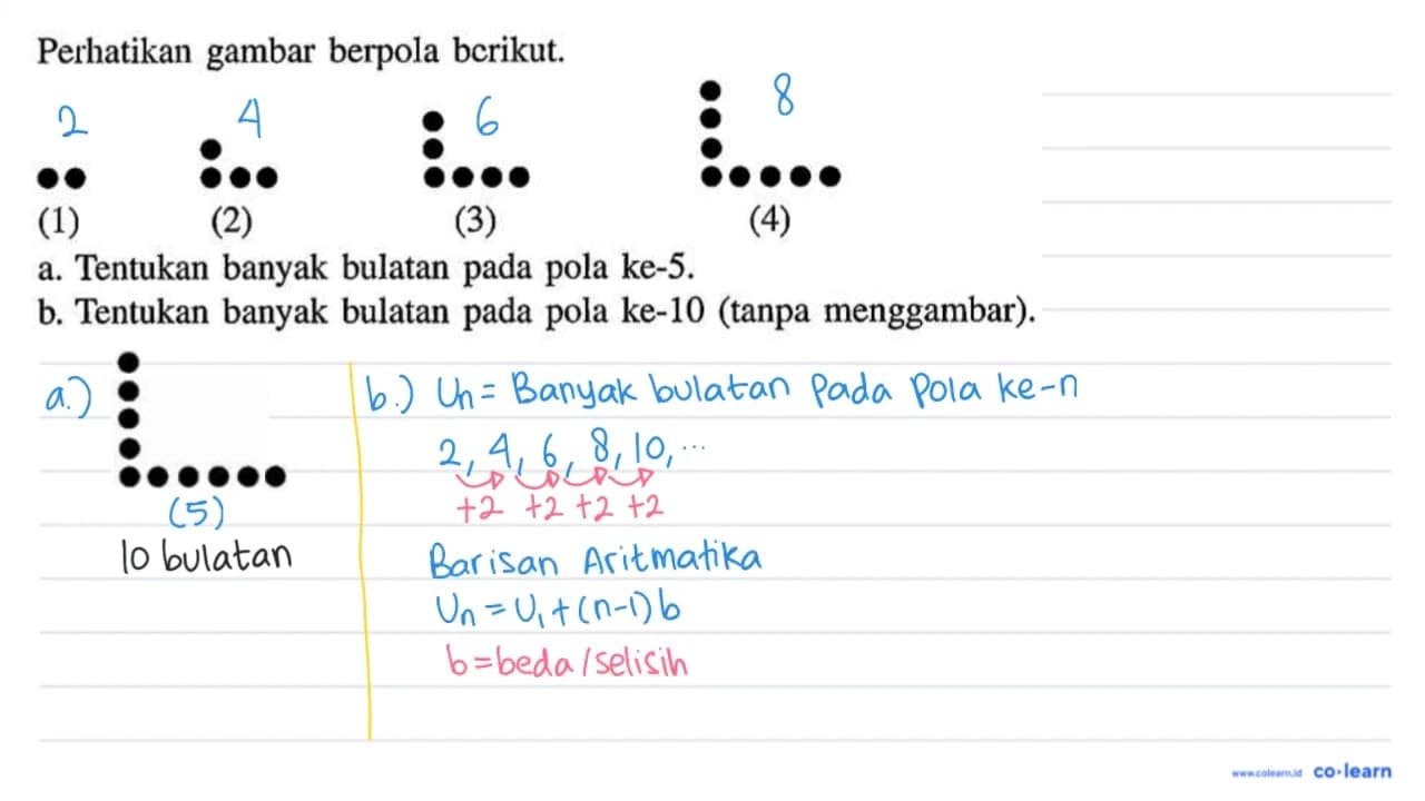 Perhatikan gambar berpola bcrikut. (1) (2) (3) (4) a.