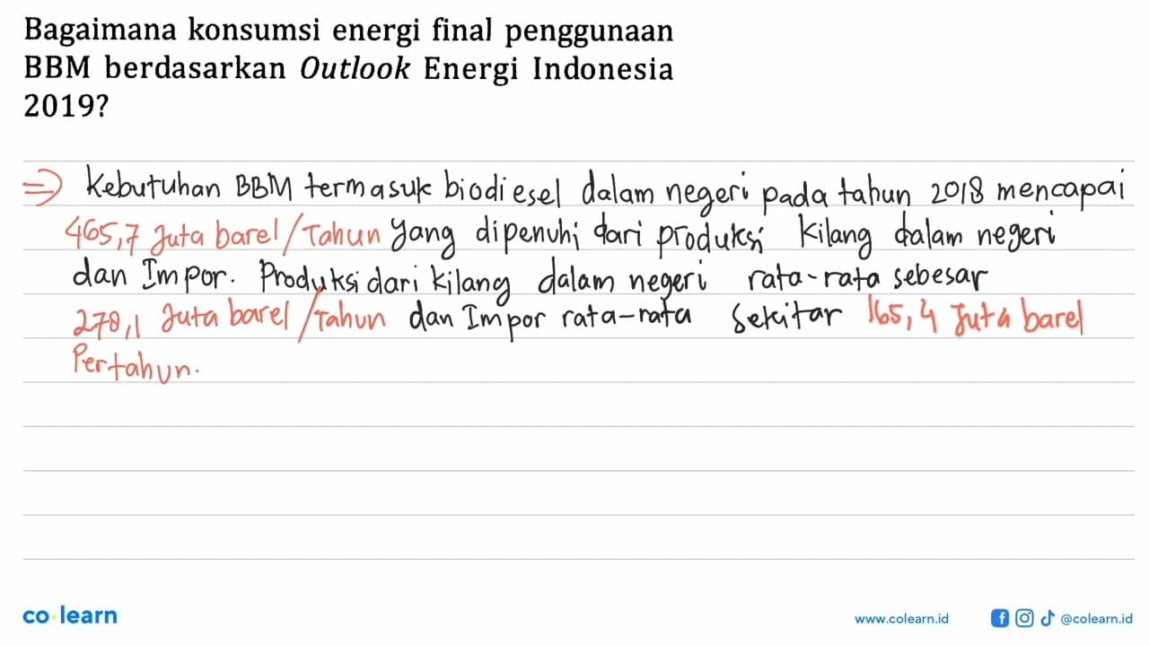 Bagaimana konsumsi energi final penggunaan BBM berdasarkan