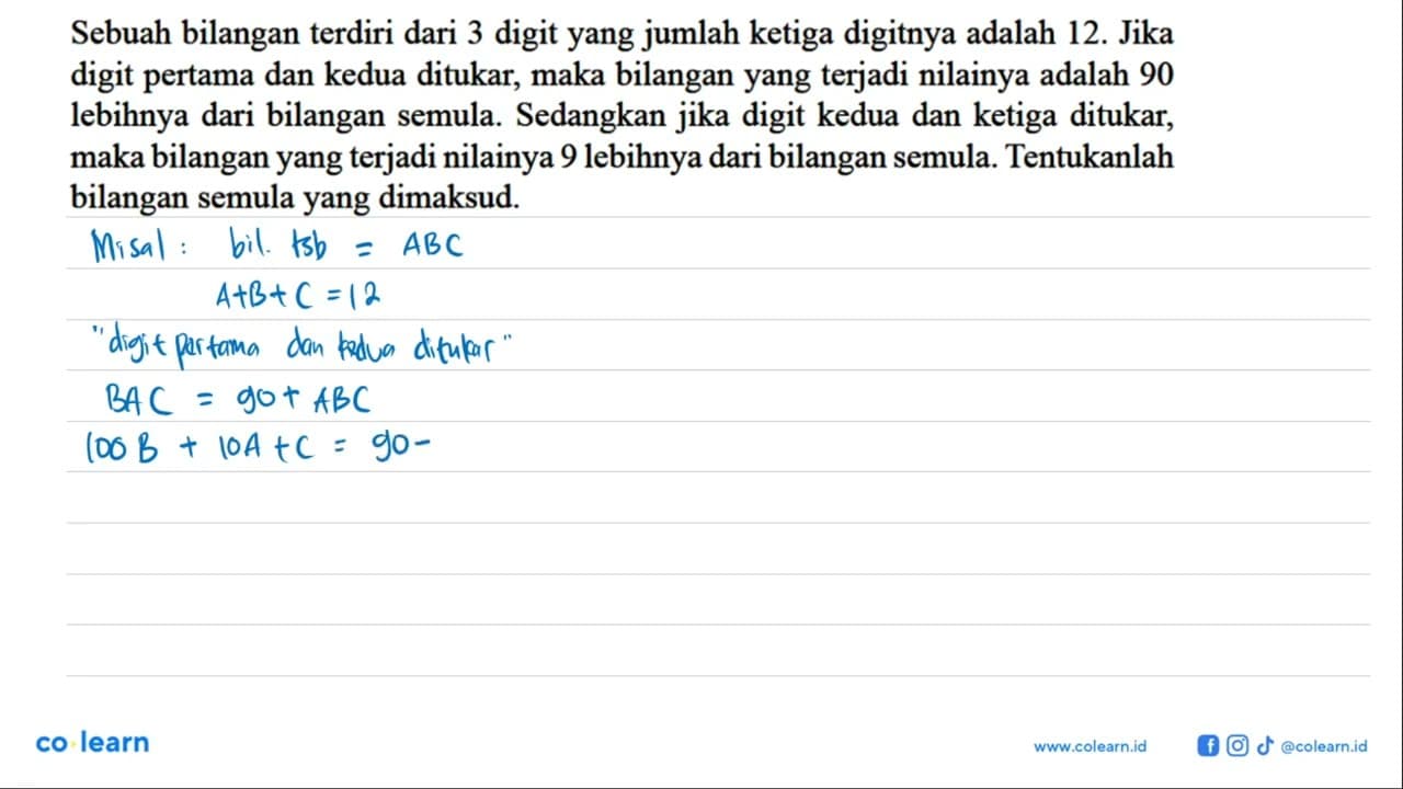 Sebuah bilangan terdiri dari 3 digit yang jumlah ketiga