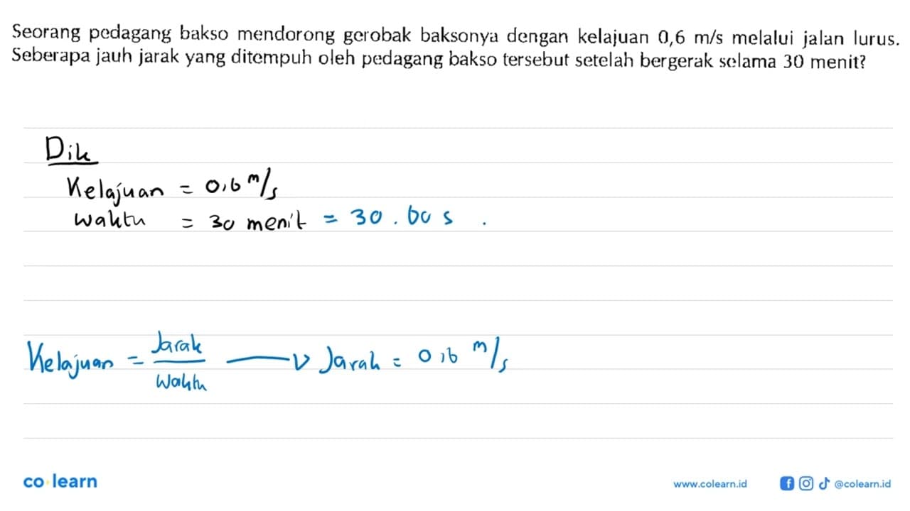 Seorang pedagang bakso mendorong gerobak baksonya dengan