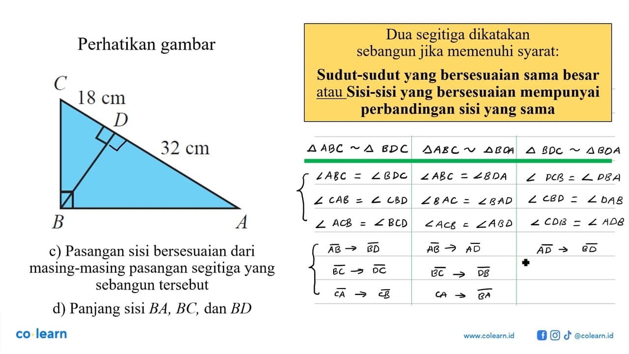 Perhatikan gambar 18 cm 32 cma) Pasangan segitiga yang