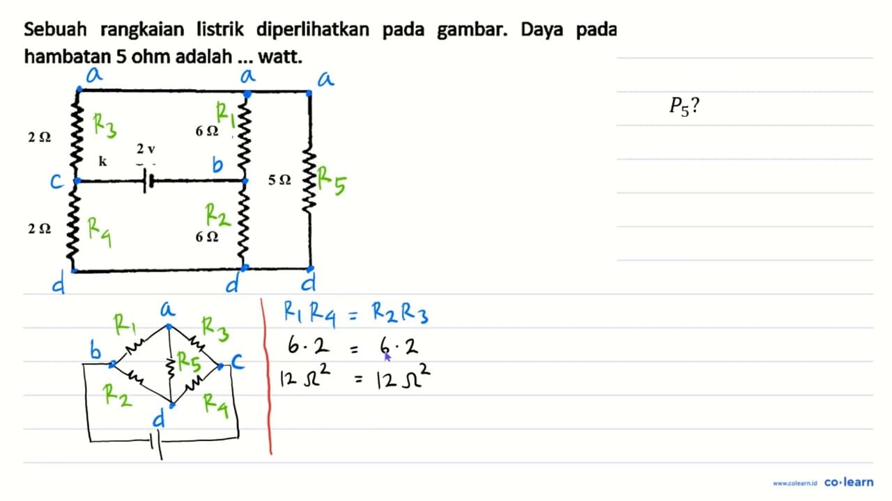 Sebuah rangkaian listrik diperlihatkan pada gambar. Daya