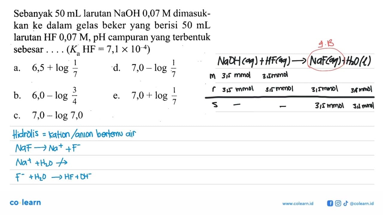 Sebanyak 50 mL larutan NaOH 0,07 M dimasukkan ke dalam