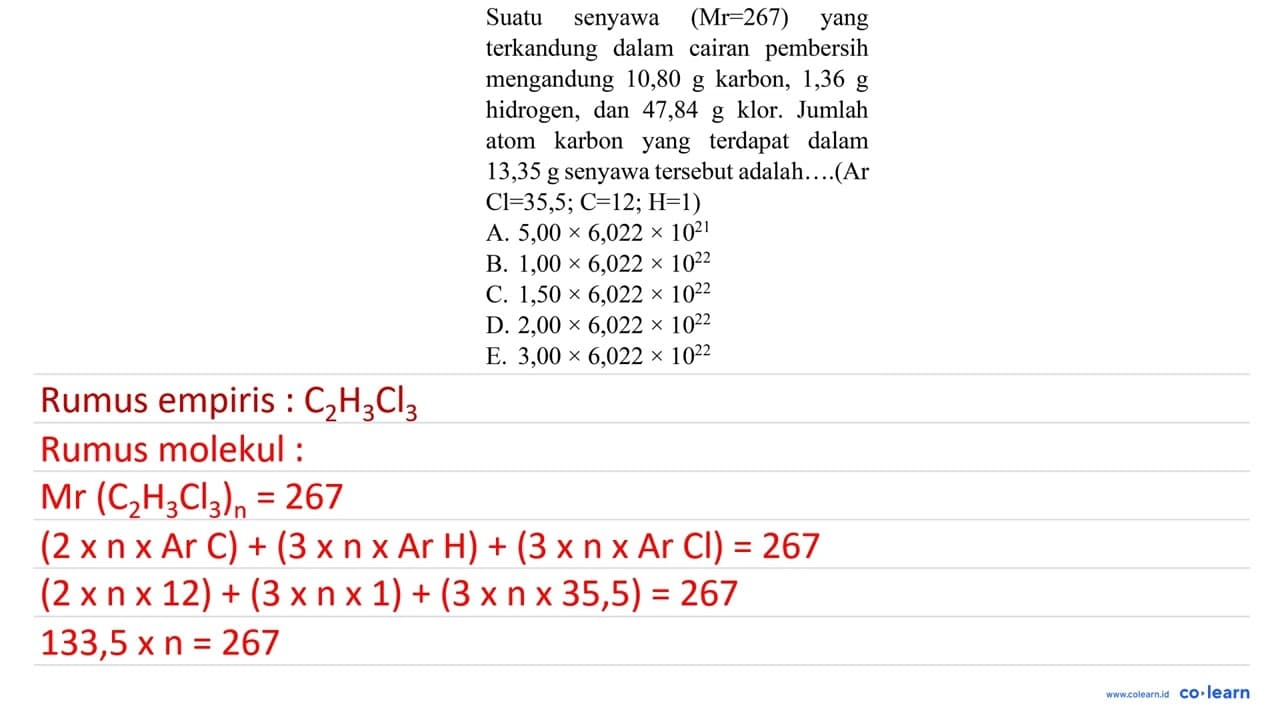 Suatu senyawa (Mr=267) yang terkandung dalam cairan