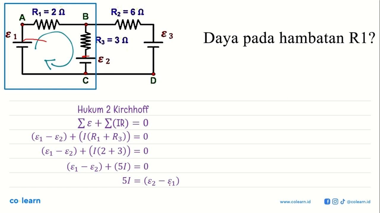 A R1 = 2 Ohm B R2 = 6 Ohm epsilon 1 R3 = 3 Ohm epsilon 3