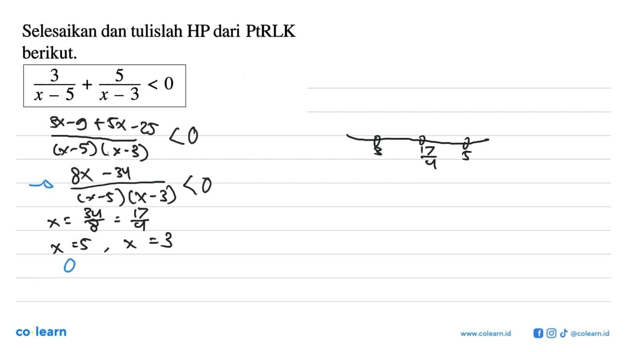 Selesaikan dan tulislah HP dari PtRLK berikut.