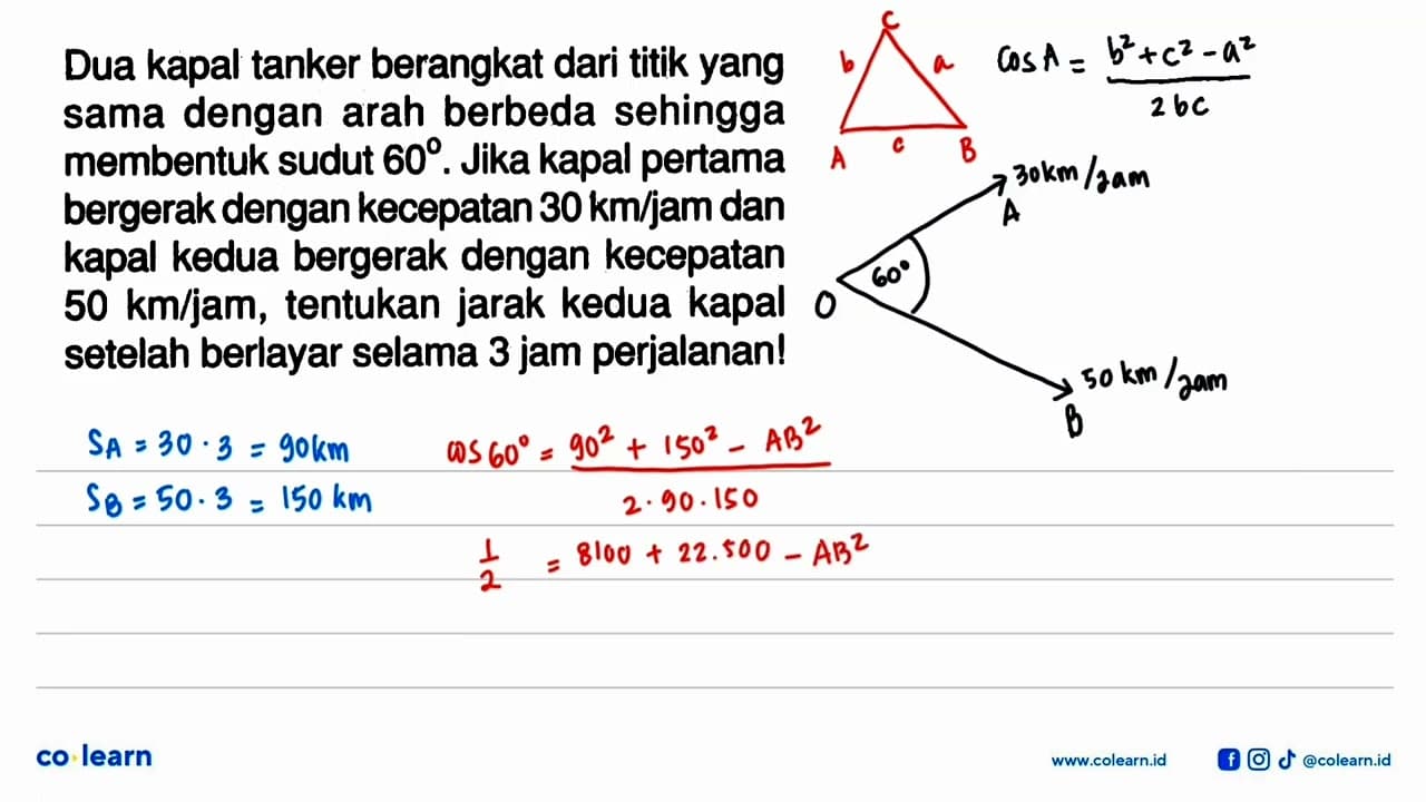 Dua kapal tanker berangkat dari titik yang sama dengan arah