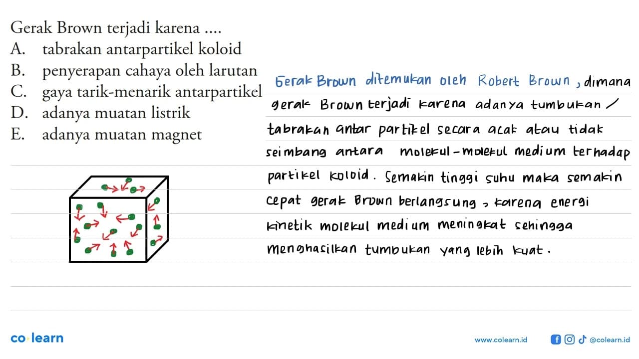 Gerak Brown terjadi karena ....