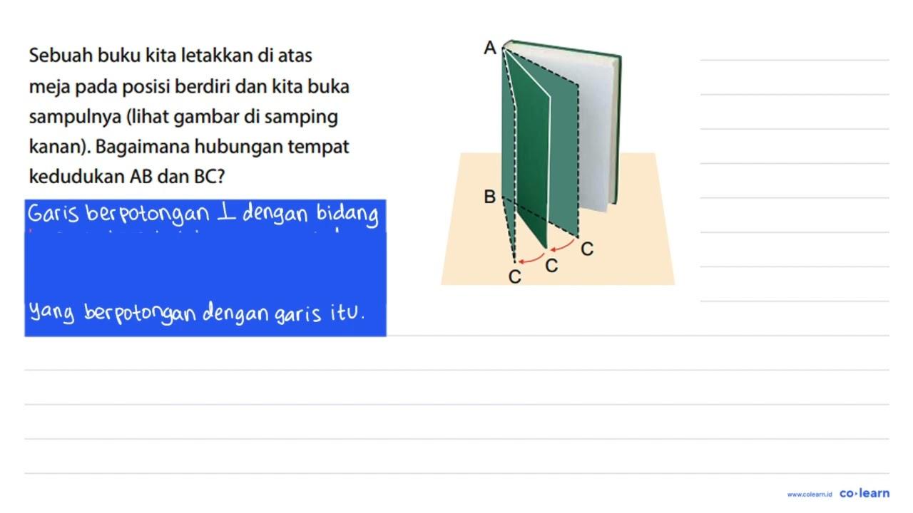 Sebuah buku kita letakkan di atas meja pada posisi berdiri