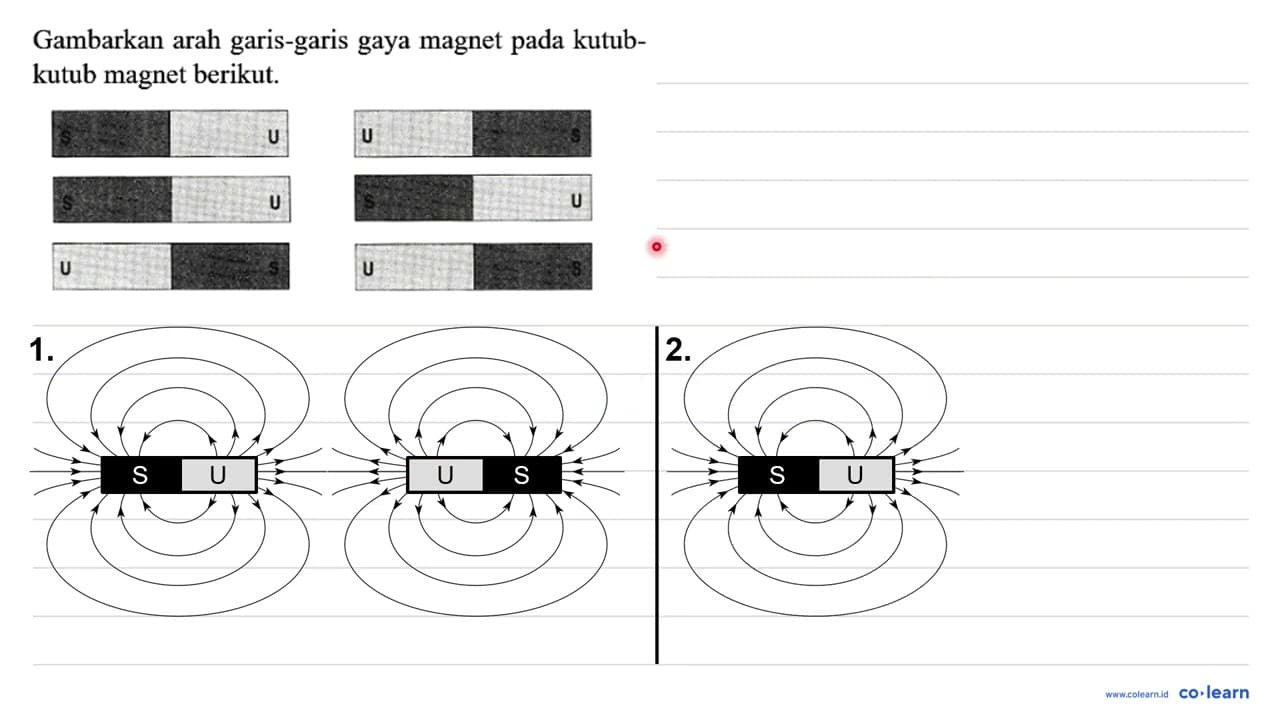 Gambarkan arah garis-garis gaya magnet pada kutubkutub