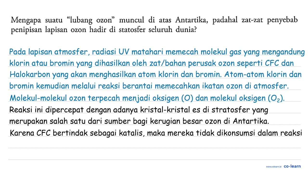 Mengapa suatu "lubang ozon" muncul di atas Antartika,