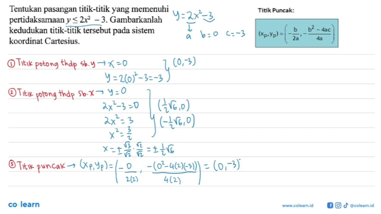 Tentukan pasangan titik-titik yang memenuhi pertidaksamaan