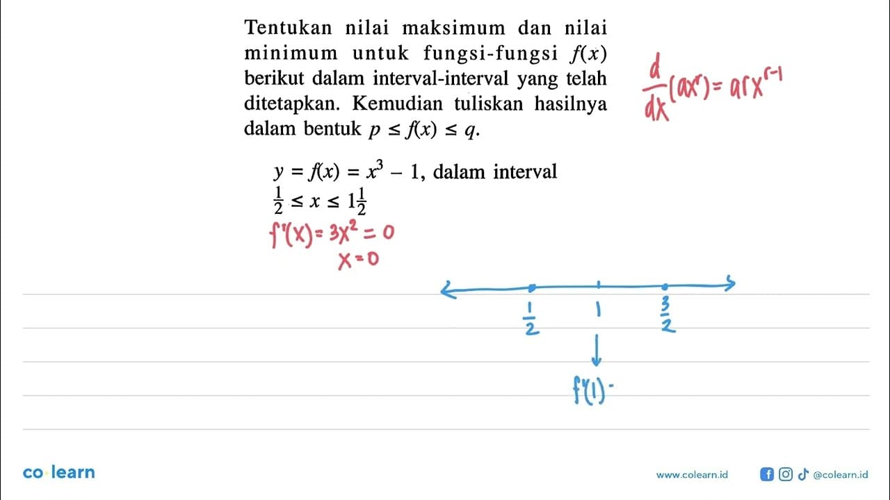 Tentukan nilai maksimum dan nilai minimum untuk