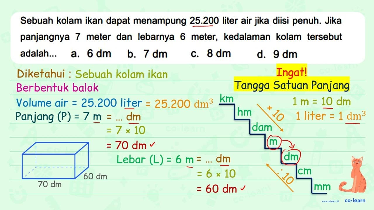 Sebuah kolam ikan dapat menampung 25.200 liter air jika