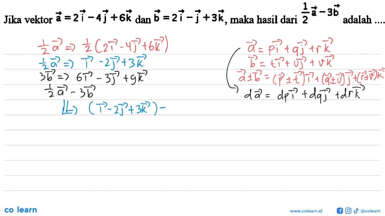 Jika vektor a=2 vektor i-4 vektor j+6 vektor k dan vektor