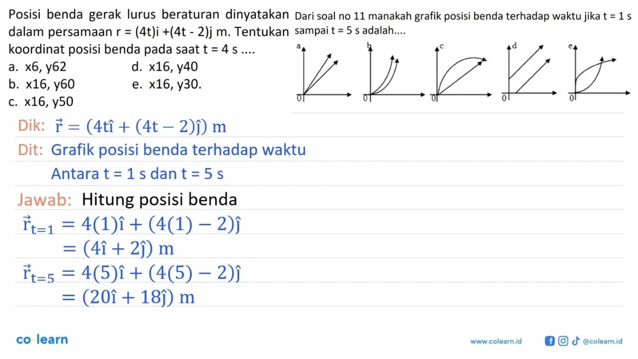 Dari soal no 11 manakah grafik posisi benda terhadap waktu