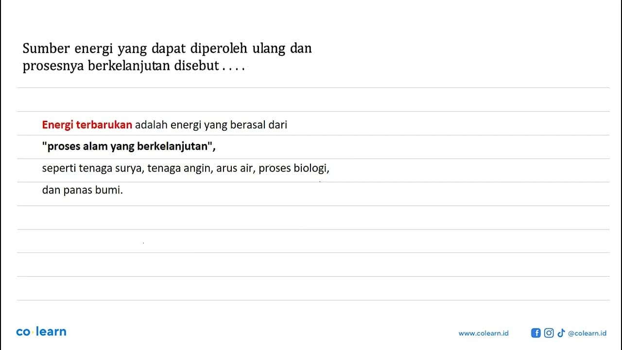 Sumber energi yang dapat diperoleh ulang dan prosesnya