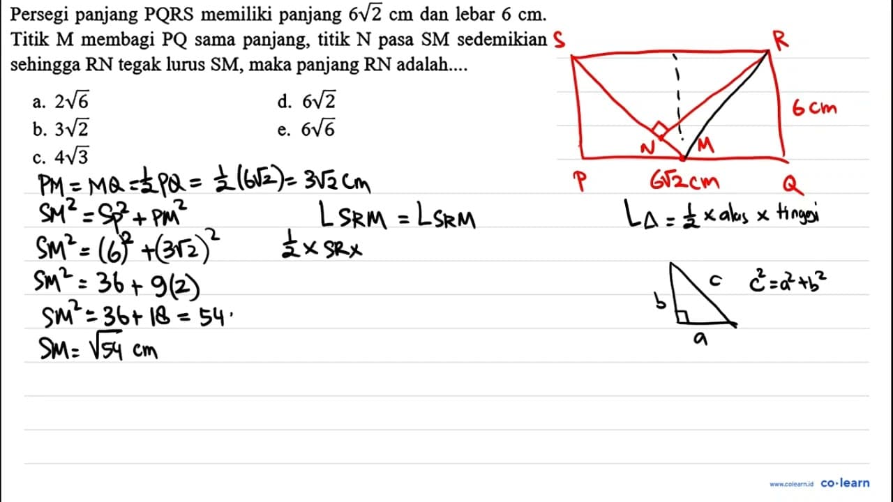 Persegi panjang P Q R S memiliki panjang 6 akar(2) cm dan