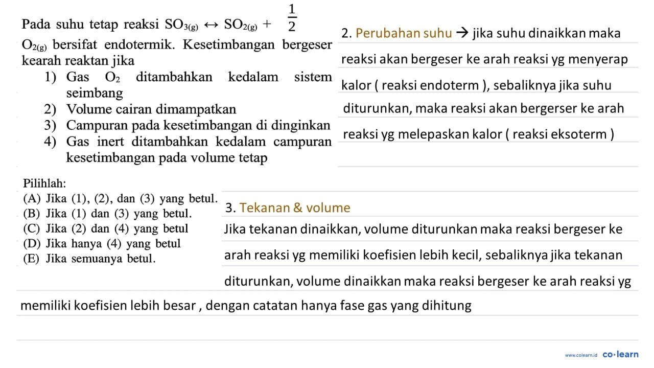 Pada suhu tetap reaksi SO3(g) <--> SO2(g)+&frac12 O2(g)