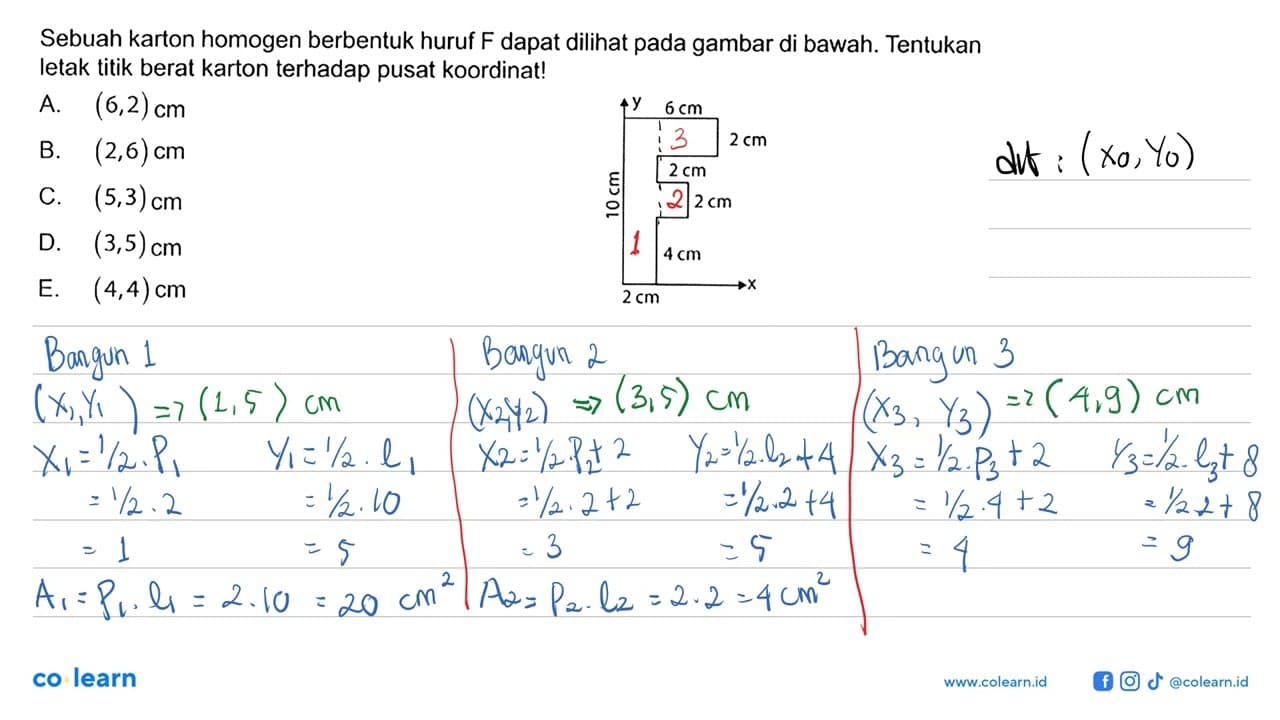 Sebuah karton homogen berbentuk huruf F dapat dilihat pada