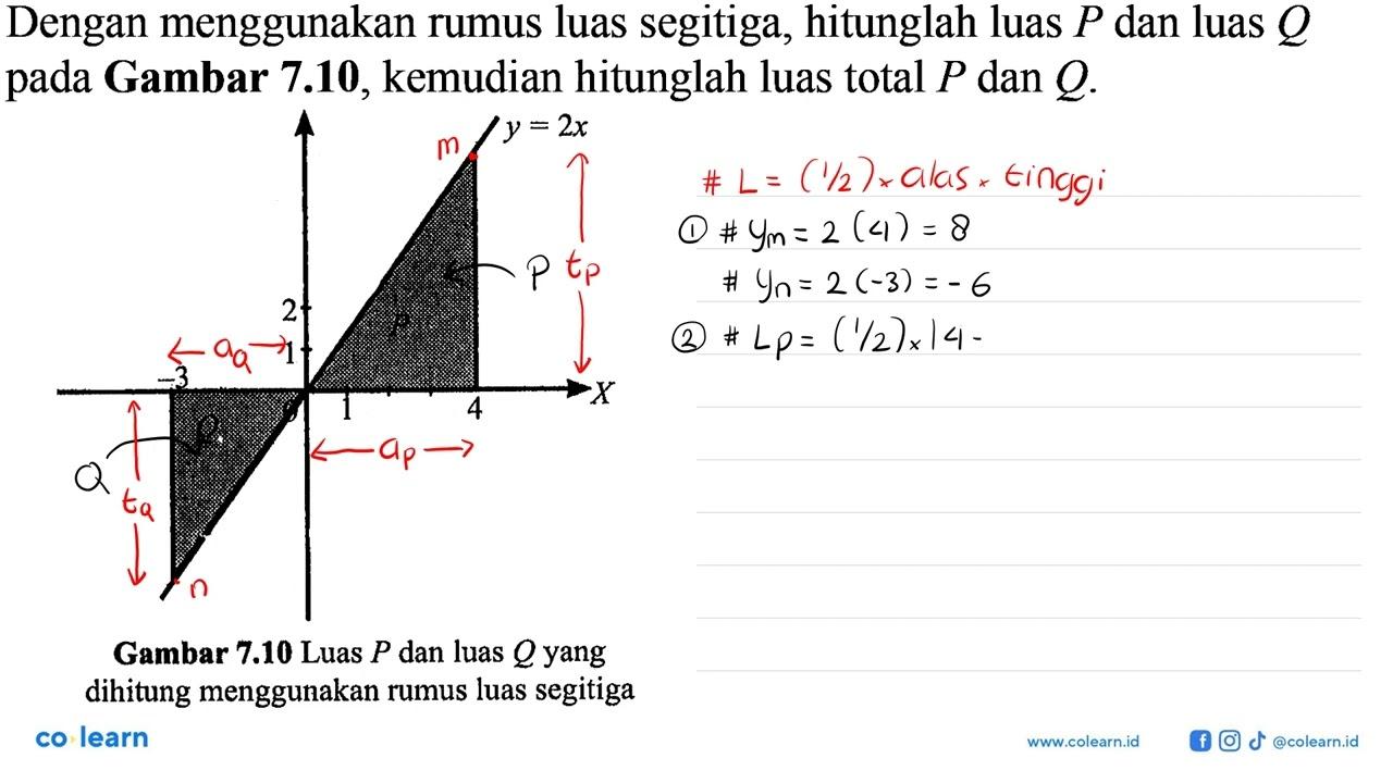 Dengan menggunakan rumus luas segitiga, hitunglah luas P