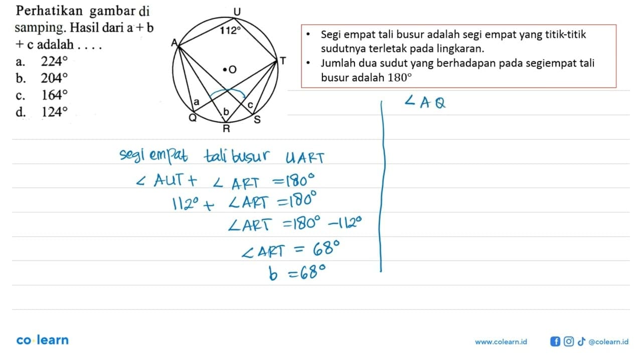 Perhatikan gambar di samping. Hasil dari a+b+c adalah ....