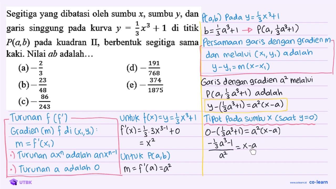 Segitiga yang dibatasi oleh sumbu x , sumbu y , dan garis