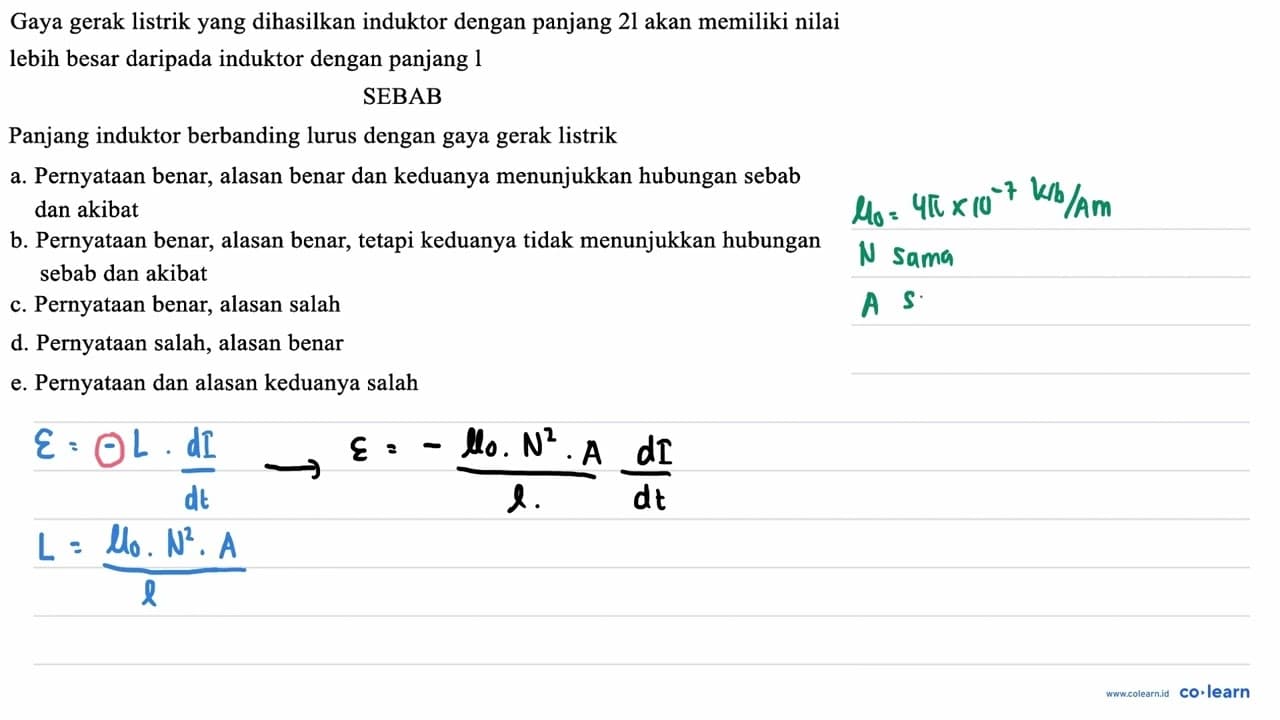 Gaya gerak listrik yang dihasilkan induktor dengan panjang