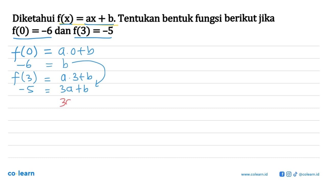 Diketahui f(x) = ax + b Tentukan bentuk fungsi berikut jika