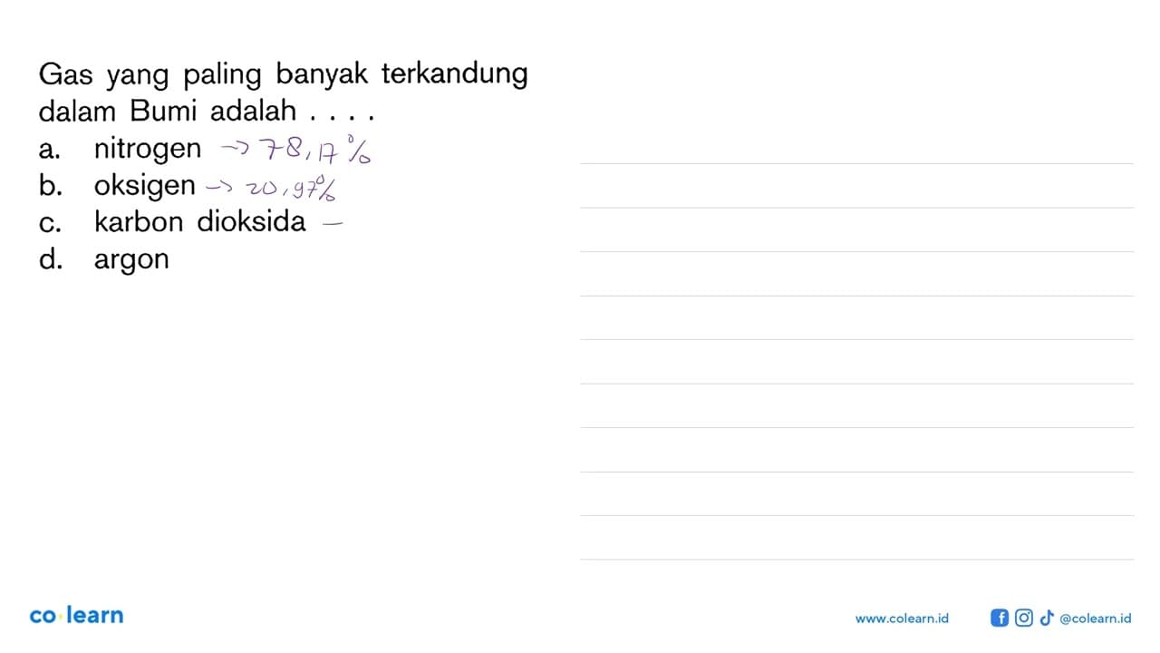 Gas yang paling banyak terkandung dalam Bumi adalah