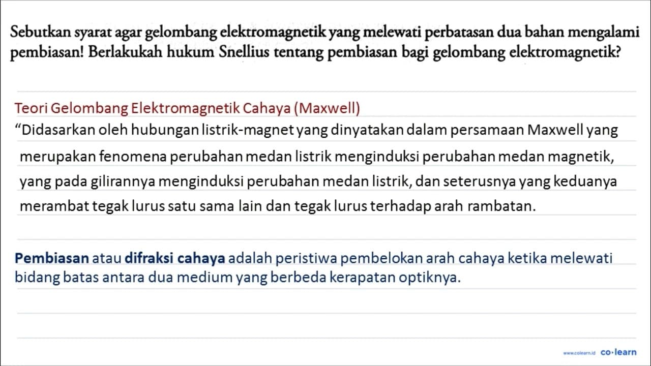 Sebutkan syarat agar gelombang elektromagnetik yang