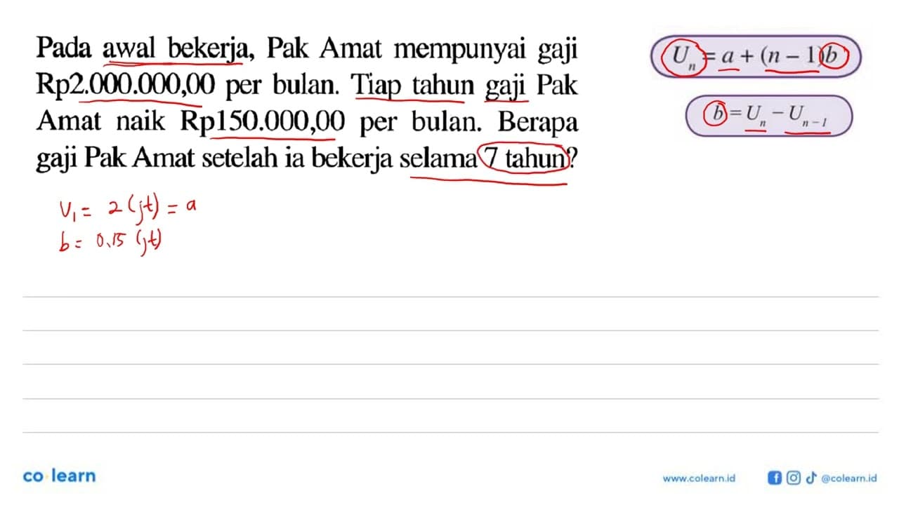 Pada awal bekerja, Pak Amat mempunyai gaji Rp2.000.000,00