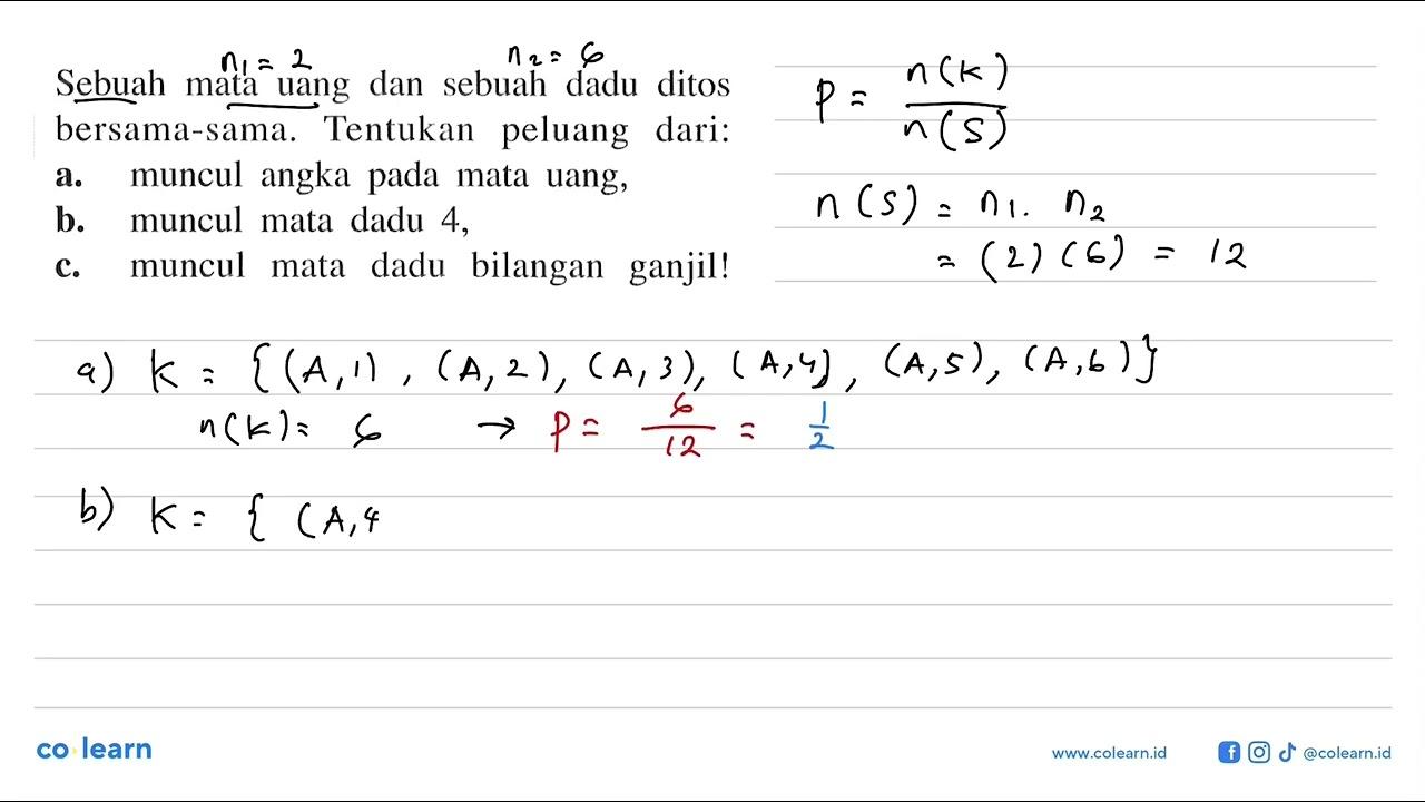 Sebuah mata uang dan sebuah dadu ditos bersama-sama.