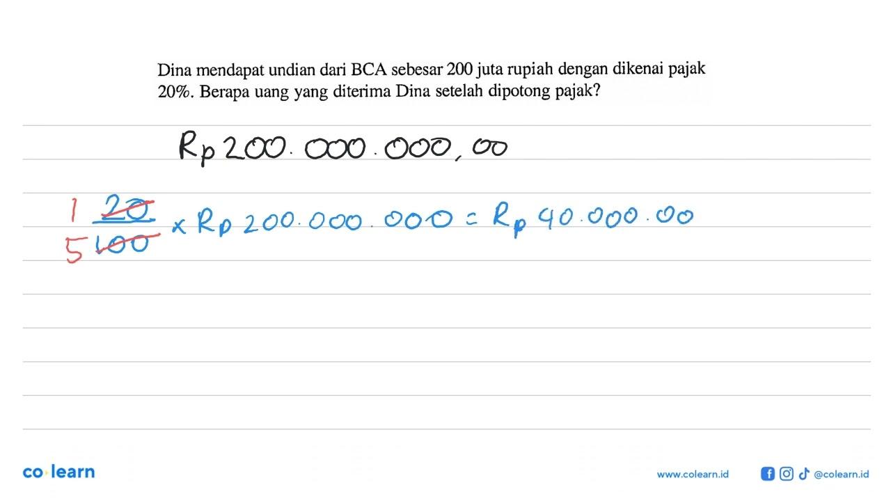 Dina mendapat undian dari BCA sebesar 200 juta rupiah