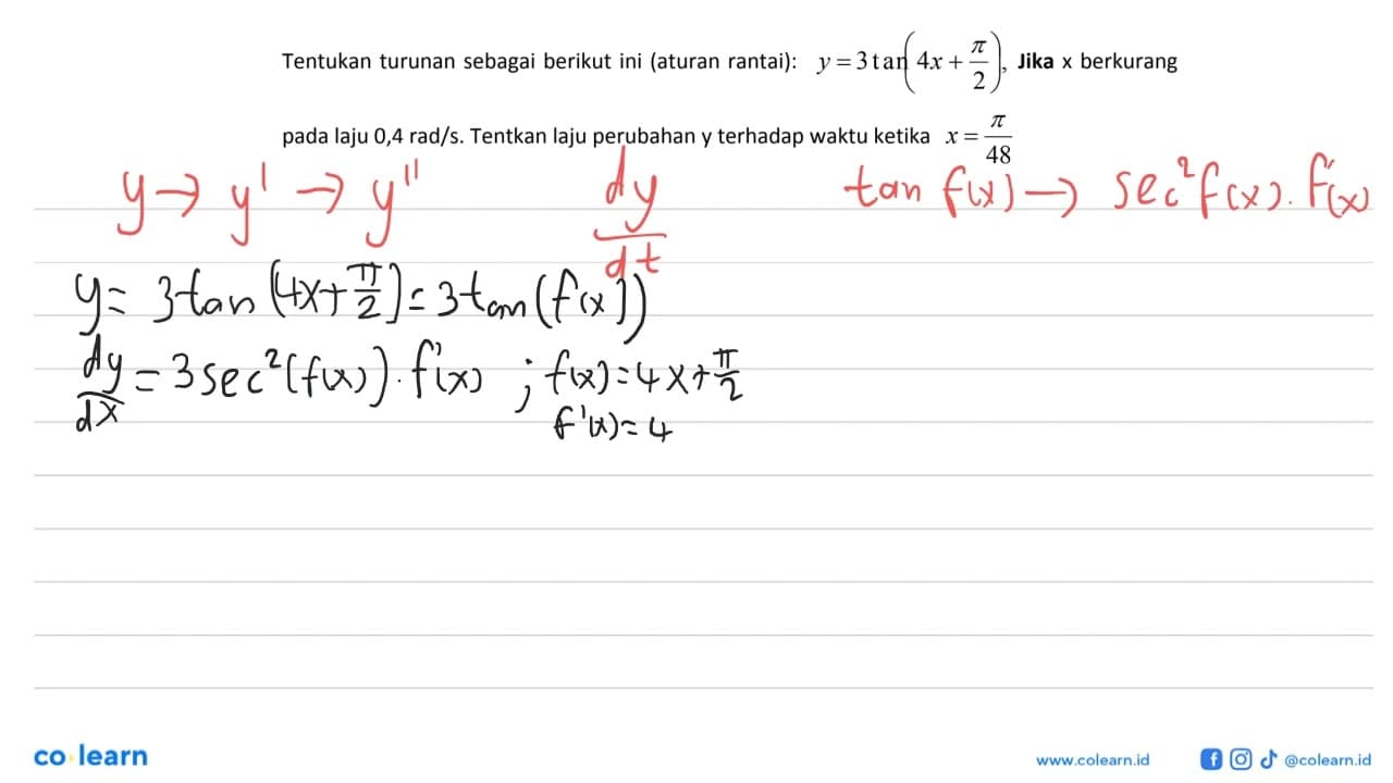 Tentukan turunan sebagai berikut ini (aturan rantai):